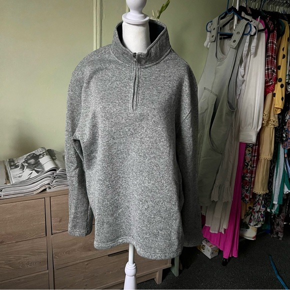 IZOD Heather Grey Half-Zip Mockneck Long-Sleeve Pullover Thick Sweater Shirt XXL - Picture 14 of 16